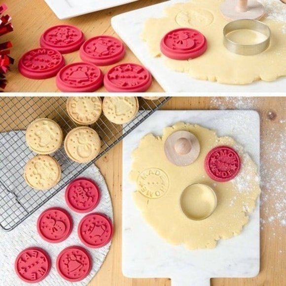 ED Ellen DeGeneres QVC Silicone Cover & Wooden 7PC Cookie Press Baking SET NEW - Picture 1 of 4